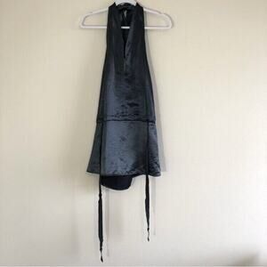 Naughty Brand Size 3 Approx Medium Silver Grey Halter Tie Top Cinch Waist Flare